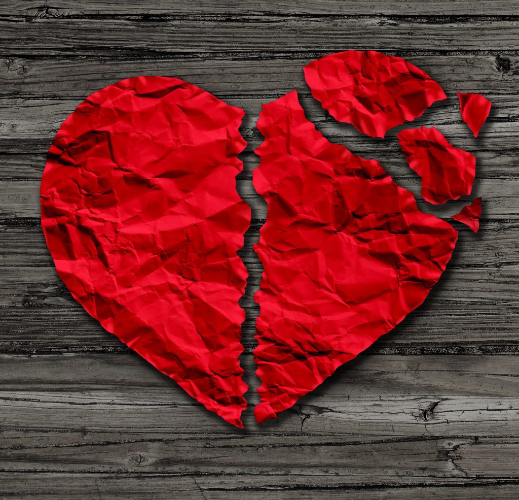 A broken heart depicting grief